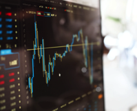 Blue and Yellow Graph on Stock Market Monitor Free Stock Photo