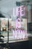 Life Is Now Neon Signage Free Stock Photo