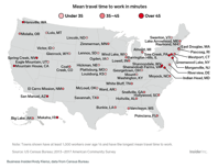 Longest average commute town in every state map Business Insider