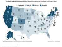 Map How many homeless Americans there are in each state Business Insider