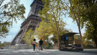 Artist's conception of a visit to the Eiffel Tower in a version of the JCDecaux City Provider | Citroen photos