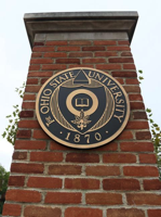 The Ohio State seal displayed at an entrance to campus.
DOUG BUCHANAN