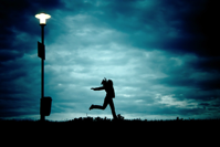 girl running at night