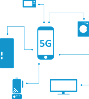 cellphone with 5g on the face.