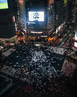 Arial photo of a street in tokyo