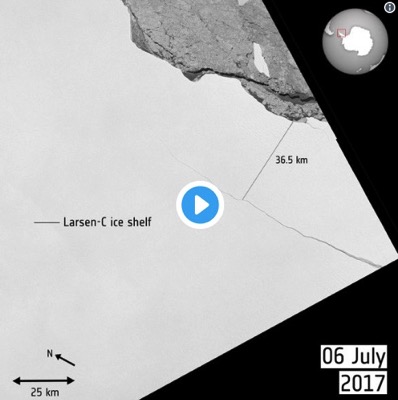 Watch a Delaware sized iceberg break off Antarctica