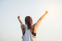Woman Wearing Black Bra and White Tank Top Raising Both Hands on Top Free Stock Photo
